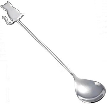 ŁYŻECZKA KOT KOTEK DO HERBATY DESERÓW Z KOTKIEM CHROM OLDMAN PREZENT 14cm