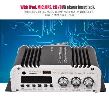 Hy?118 2.1ch radio hifi fm super bas samochodowy wzmacniacz audio sd usb