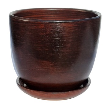 DONICZKA CERAMICZNA BRĄZOWA POŁYSK ŚREDNICA 17 CM WYSOKOŚĆ 14,5 CM PODSTAWK