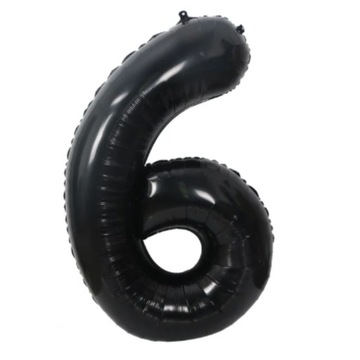 BALON FOLIOWY DUŻA CYFRA 6 CZARNA 100 CM URODZINY