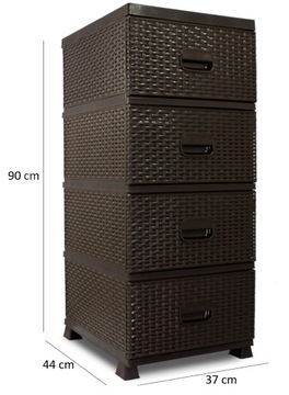 ПЛАСТИКОВЫЙ ШКАФ С 4 ЯЩИКАМИ ДЛЯ ВАННОЙ КОМНАТЫ КОРИЧНЕВЫЙ РОТАНГ M1