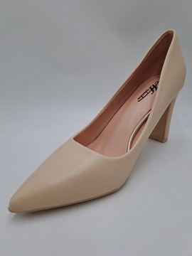 Damskie Buty Na Obcasie Mulanka BEIGE | Rozmiar 39