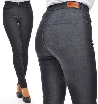 WRANGLER spodnie BLUE jeans HIGH SKINNY W27 L32