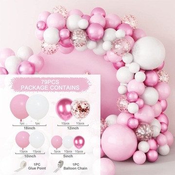 BALONY GIRLANDA DEKORACJA ROZOWY