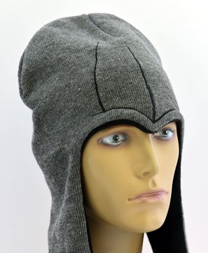 Czapka zimowa męska uszatka Assassins Creed 53-59 cm ocieplenie szara Haft