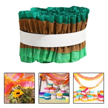 2 шт. Мятая бумага в рулоне. Ленты из креповой бумаги. Коричневый и зеленый фон.