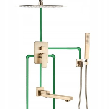 Потолочный душевой комплект золотого цвета - GOLDEN MAT 40