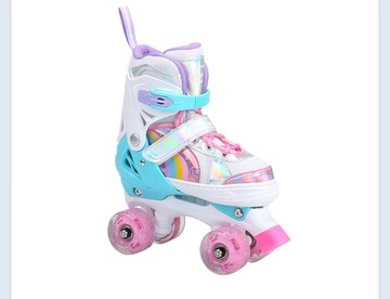 Роликовые коньки Детская обувь для роликовых коньков с 8 светящимися колесами. Размеры регулируются, возраст 3–12 лет.