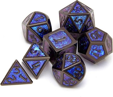 MAGICZNE ŹRÓDŁO ZESTAW 7 METALOWYCH KOŚCI RPG