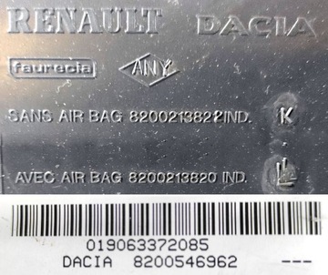 DACIA LOGAN MCV I DESKA KONZOLA ULOŽENÍ PÁSY EUR