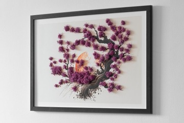 Картина со мхом, рама вишневого дерева, 63х43