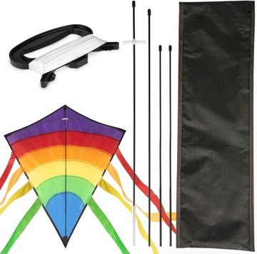 ОДНОЛИНЕЙНЫЙ КАЙТ ДЛЯ ДЕТЕЙ РАДУЖНЫХ ЦВЕТОВ С ЛИНЕЙКОЙ И ПОЛОСКИМ ХВОСТОМ
