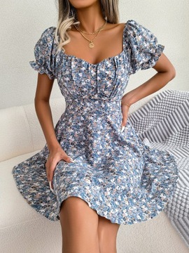 МОДНОЕ ЖЕНСКОЕ СВОБОДНОЕ МИНИ-ПЛАТЬЕ В БОХО С ЦВЕТАМИ