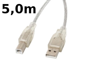 Кабель Lanberg USB 2.0 A-B 5 м Прозрачный феррит