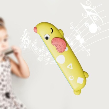 Детская губная гармошка, игрушечная гармошка на 16 отверстий, развивающая музыкальная желтая.