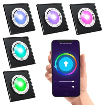 5x SZKLANA OPRAWA SUFITOWA+ŻARÓWKA RGBW WIFI