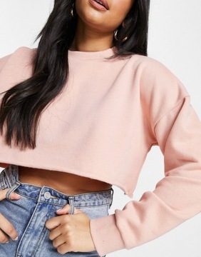 MISSGUIDED BLUZA KRÓTKA DAMSKA RÓŻ GŁADKA 32 1DCI