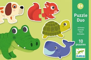 DJECO Puzzle dwuelementowe do pary DUO ZWIERZĄTKA