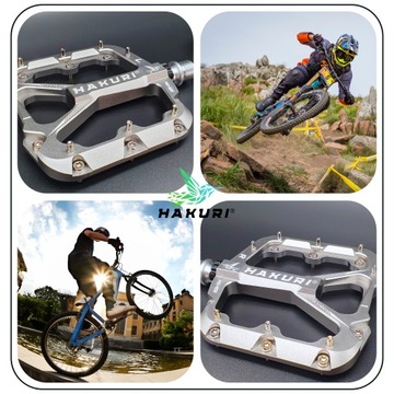PEDAŁY ROWEROWE HAKURI ALUMINIOWE 3 ŁOŻYSKA LEKKIE PLATFORMOWE MTB DH TRIAL