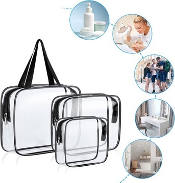 МУЖСКАЯ ЖЕНСКАЯ ПРОЗРАЧНАЯ ДОРОЖНАЯ КОСМЕТИЧЕСКАЯ СУМКА 3В1 НАБОР «САМОЛЕТ»