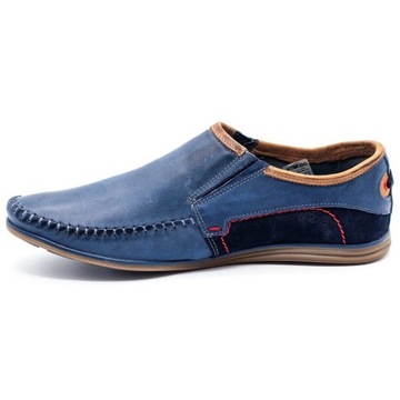 Мужские кожаные туфли 847, темно-синие, 45 размер.