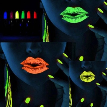 Szminka Neonowa Świecąca w UV 6 Kolorów Zestaw na Impreze Glow Party MIX