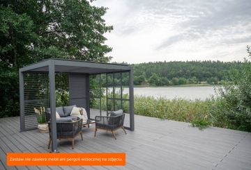 Przesuwna ścianka z poliwęglanem panel do pergoli Kea - szara 370cm KEA 4m