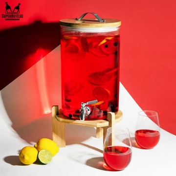 СТЕКЛЯННАЯ БАНКА С КРАНОМ 10 Л КУВШИН ДЛЯ ЛИМОНАДНЫХ НАПИТКОВ ВОДА СОК