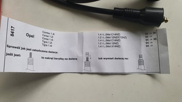 KABEL SVÍČKY KUPOLE PRST OPEL CORSA B 1.2 1.4