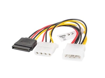 Molex (M) -> 2x SATA (F) кабель питания 0,15 м
