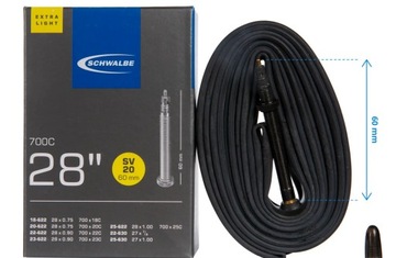 Dętka szosowa Schwalbe SV-20 Extra Light 60mm 65g