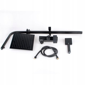 Душевой набор накладной монтаж, смеситель, тропическая душевая панель, MATT BLACK