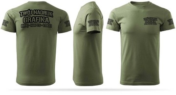 Wojskowa koszulka MON khaki + TWÓJ NAPIS LOGO GRAFIKA NAZWA JEDNOSTKI roz L