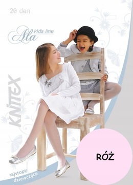 cienkie rajstopy RÓŻOWE dla dziewczynki LYCRA 20 den ALUNIA knittex 92-98