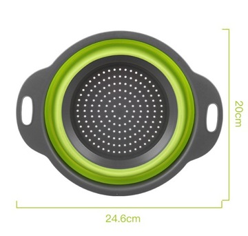 Durszlak Składane Sitko Silikonowe Ociekacz z Uchwytami Miska 20cm