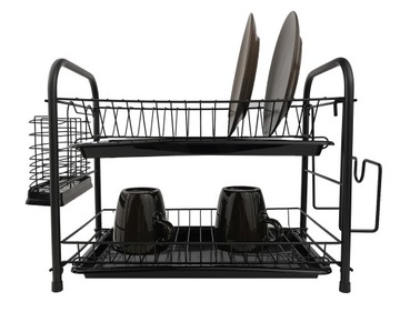 СУШИЛКА ДЛЯ СУШКИ ПОСУВЫ С ПОДДОНОМ, ЧЕРНАЯ, ДВУХУРОВНЕВАЯ, wz01