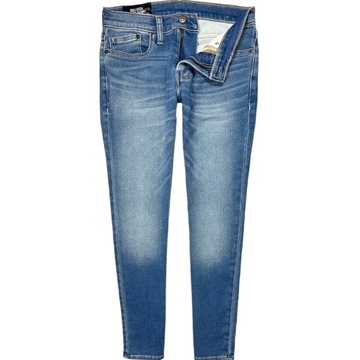 HOLLISTER Jeansy Rurki Męskie Spodnie Super Skinny Logowane r. 28/30