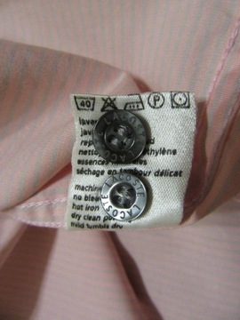 LACOSTE koszula męska różowa w szare paski logowana 44 / XL