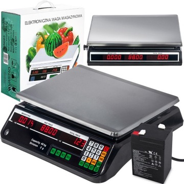 BEZPRZEWODOWA WAGA ELEKTRYCZNA SKLEPOWA WYŚWIETLACZ LCD 40KG 2g AKUMULATOR