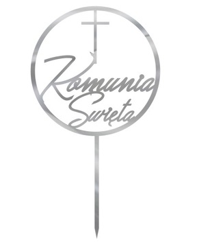 Topper Pierwsza Komunia Święta- srebrny TKS-22