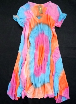Włoska boho OMBRE sukienka tęczowa długa kolorowa