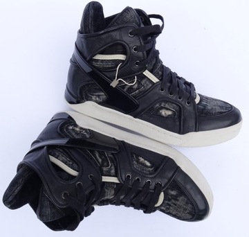 DIESEL S-TITANN Hi-tops JEANSOWE skórzane czarne SNEAKERSY unikat