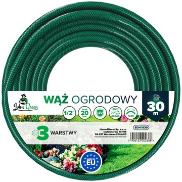 WĄŻ OGRODOWY 3-WARSTWOWY DO PODLEWANIA 30m GUMOWY 1/2