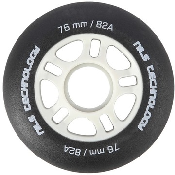 Набор из 4 резиновых колес для роликовых коньков NILS EXTREME, 76 мм, 82A, ЧЕРНЫЙ