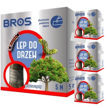 LEP DO DRZEW BROS TAŚMA KLEJĄCA NA OWADY Gąsienice 5 metrów PAKIET 4 szt.