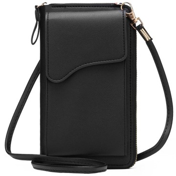 Torebka CZARNA MINI na Telefon Portfel Na Ramię Kopertówka CROSSBODY