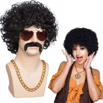 PERUKA AFRO CZARNE WŁOSY KRĘCONE PARTY NA IMPREZĘ przebranie NA SYLWESTRA