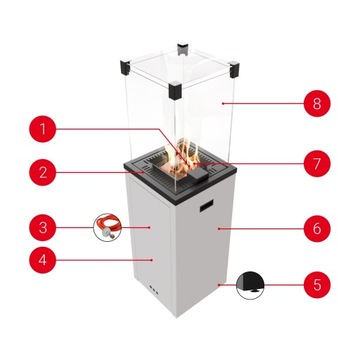 OGRZEWACZ GAZOWY PATIO SLIM BIAŁY + BIOKOMINEK