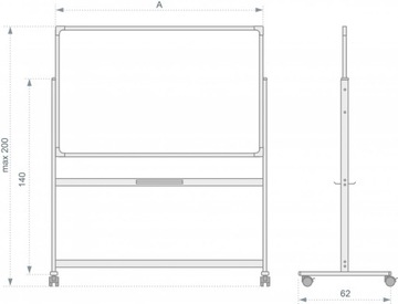 Вращающаяся магнитная доска индустриального цвета, белая, сухостираемая, 120х90 см.