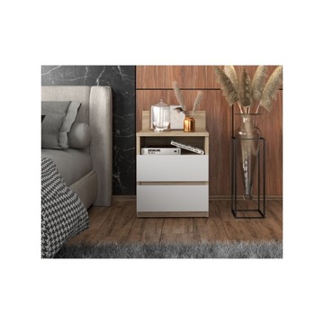 Прикроватная тумба Дуб Сонома Белый Тумбочка 40 СМ 2S Полка Мебель для спальни